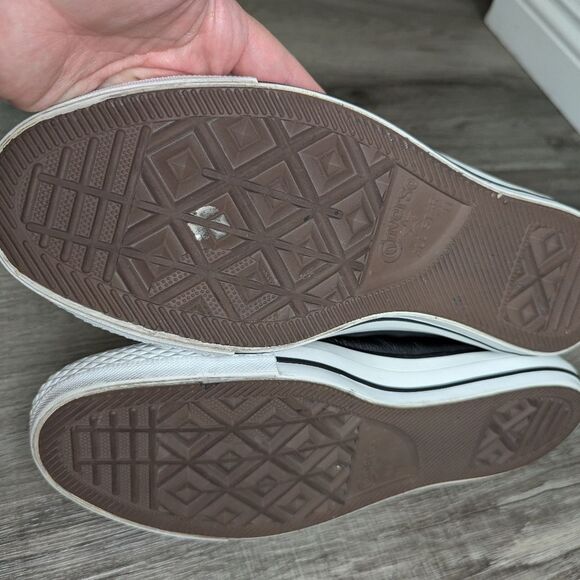 Converse All Star black leather hi-top sneakers skater shoes mens 11 women 13 - Picture 9 of 10